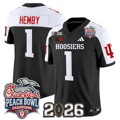 Indiana Hoosiers Peach Bowl Champions & 2026 CFP Finals Patch Vapor Limited Jersey V1 - All Stitched