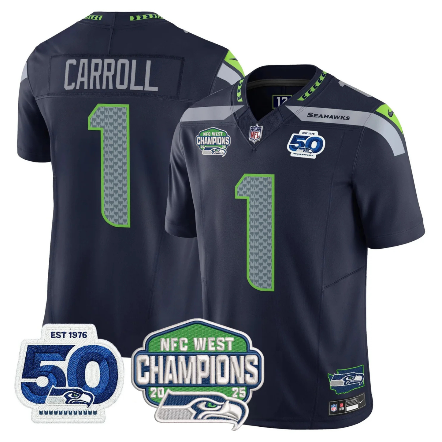 Women's SEA 50th & NFC West Champions Patch Vapor Limited Jersey - All Stitched