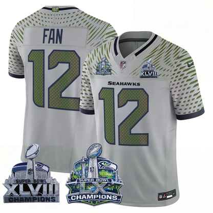 SEA 2x S.Bowl Champions Patch Vapor Limited Jersey - All Stitched
