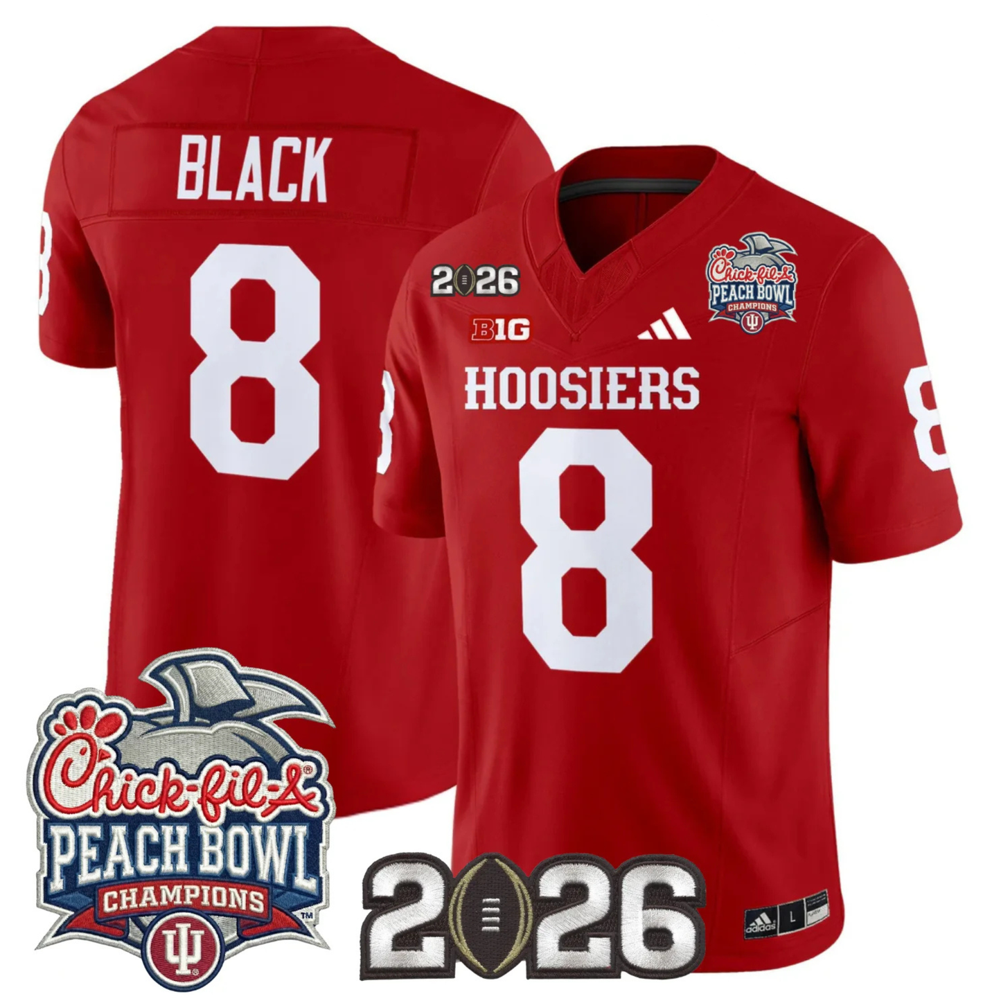 Indiana Hoosiers Peach Bowl Champions & 2026 CFP Finals Patch Vapor Limited Jersey V1 - All Stitched