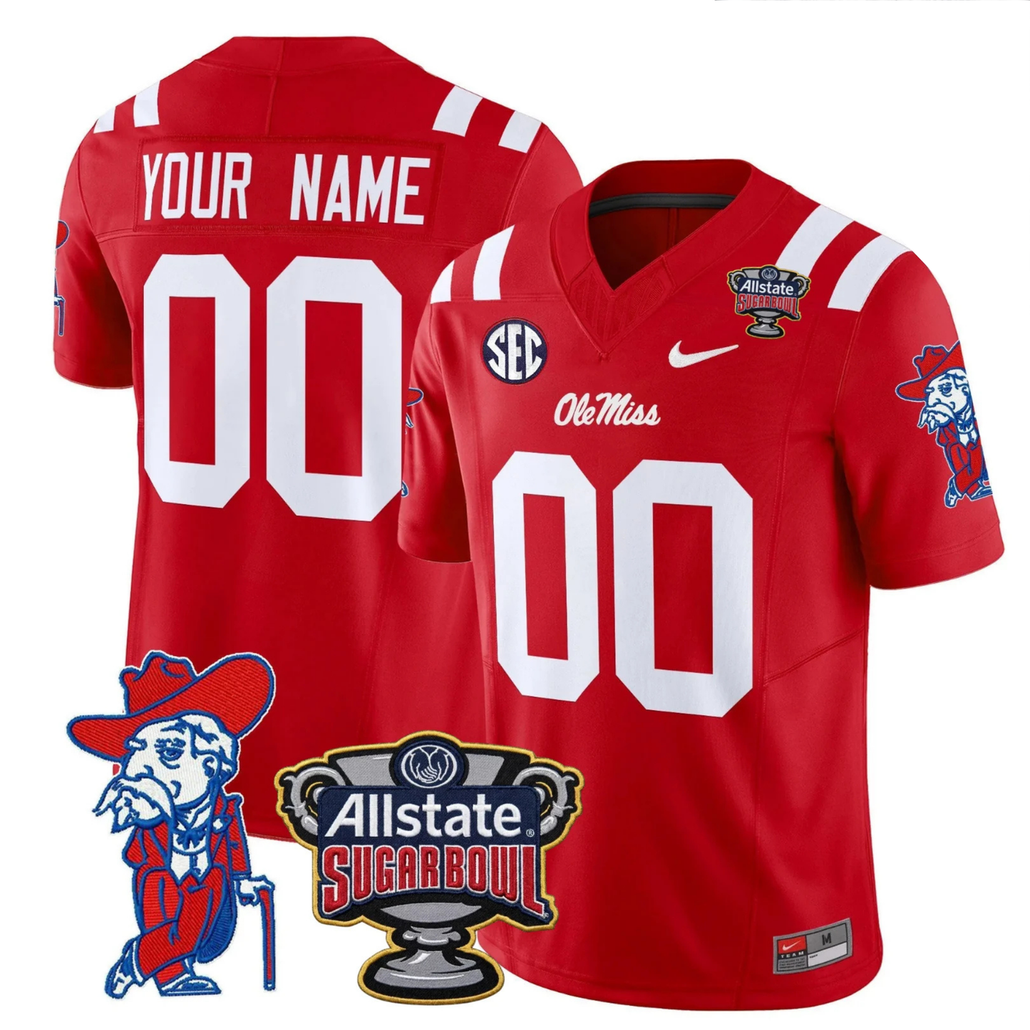 Ole Miss Rebels 2025 Sugar Bowl Patch Vapor Limited Custom Jersey - All Stitched