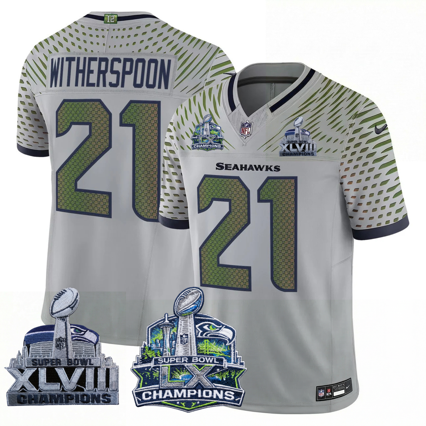 SEA 2x S.Bowl Champions Patch Vapor Limited Jersey - All Stitched