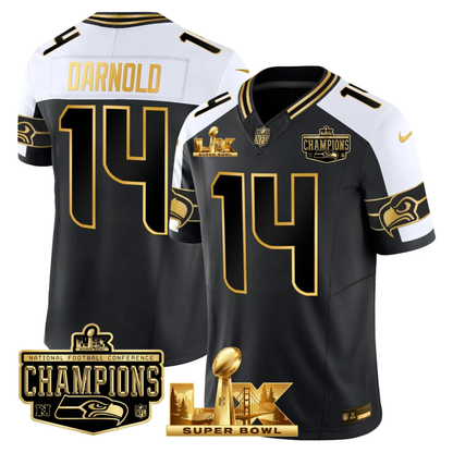 SEA NFC Champs & S.B LX Patch Gold Vapor Limited Jersey - All Stitched