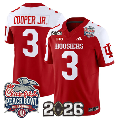 Indiana Hoosiers Peach Bowl Champions & 2026 CFP Finals Patch Vapor Limited Jersey V1 - All Stitched