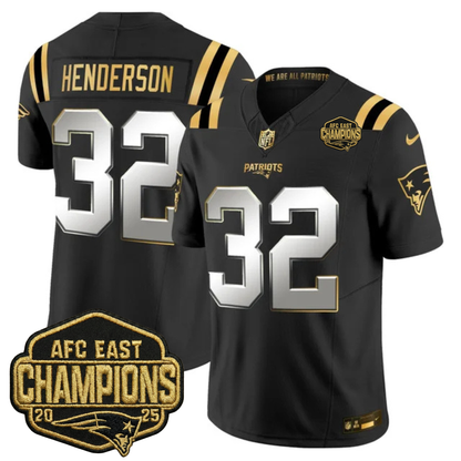 NE 2025 AFC East Champions Gold Vapor Limited Jersey - All Stitched