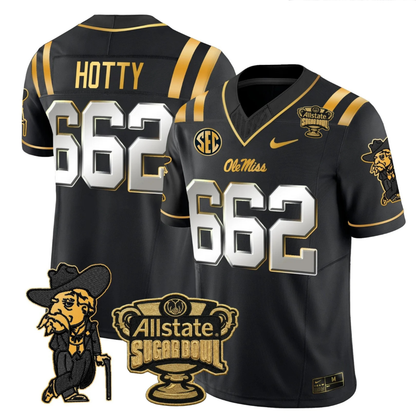 Ole Miss Rebels 2025 Gold Vapor Limited Jersey - Sugar Bowl Patch - All Stitched