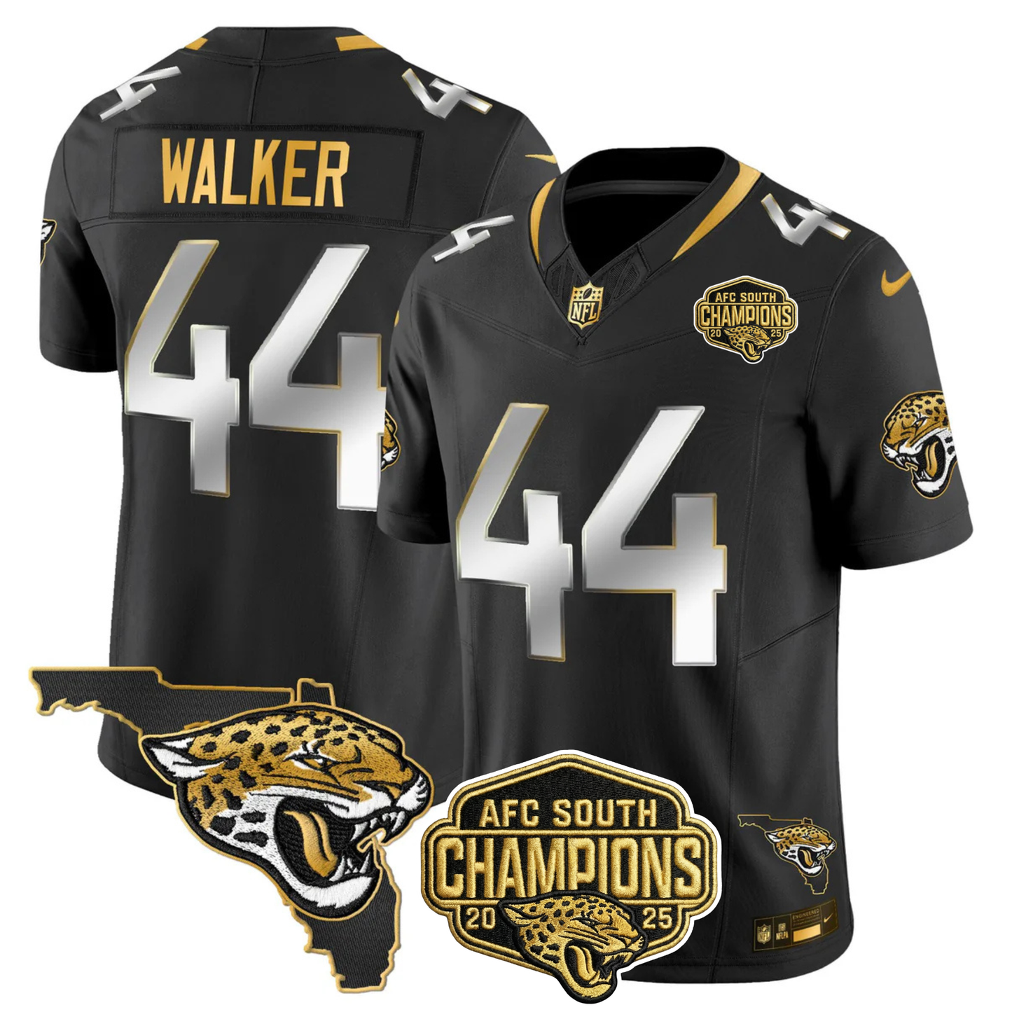 JAX 2025 AFC South Champions Gold Vapor Limited Jersey - All Stitched