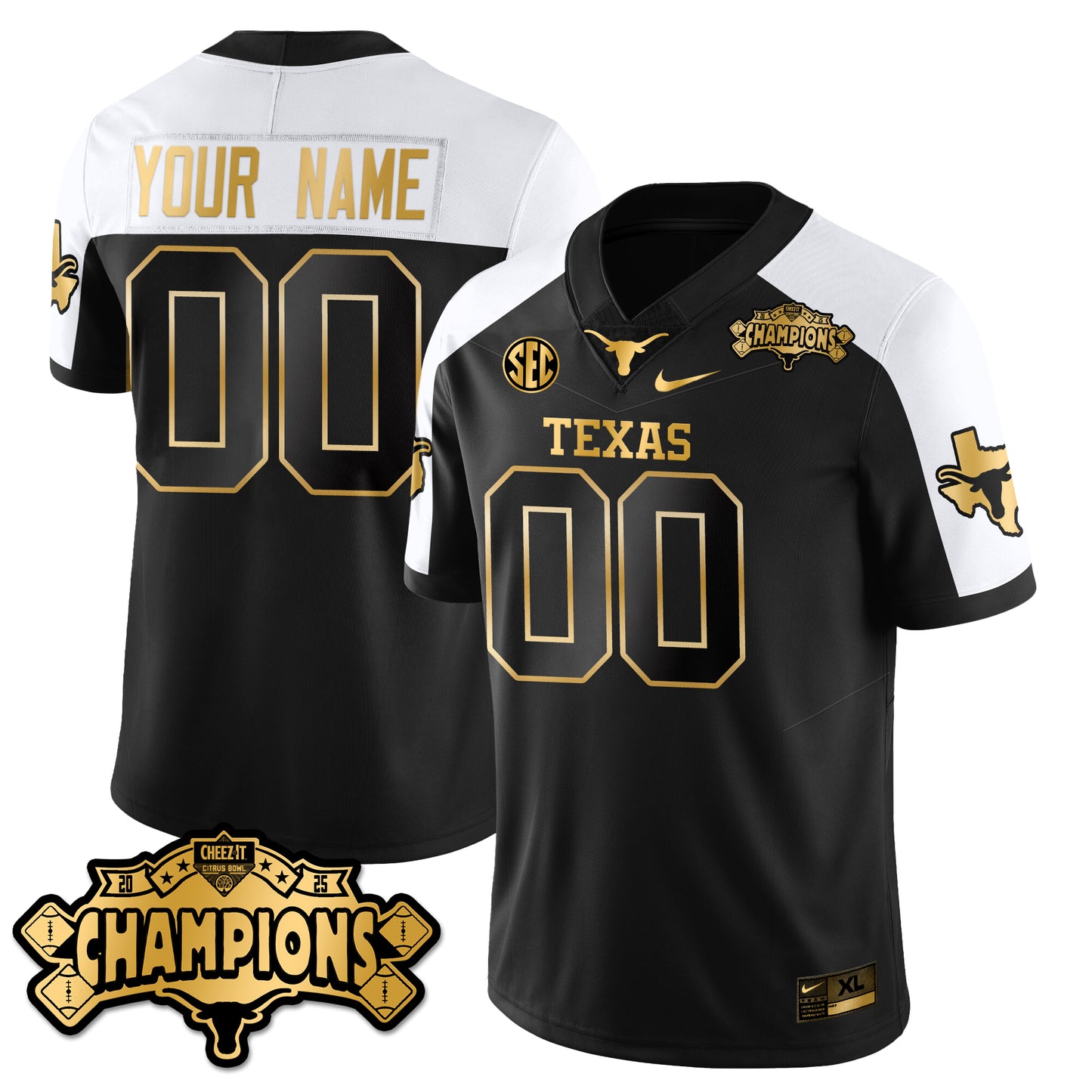 TEX Football Vapor Limited Gold Custom Jersey - Citrus Bowl Champions - All Stitched
