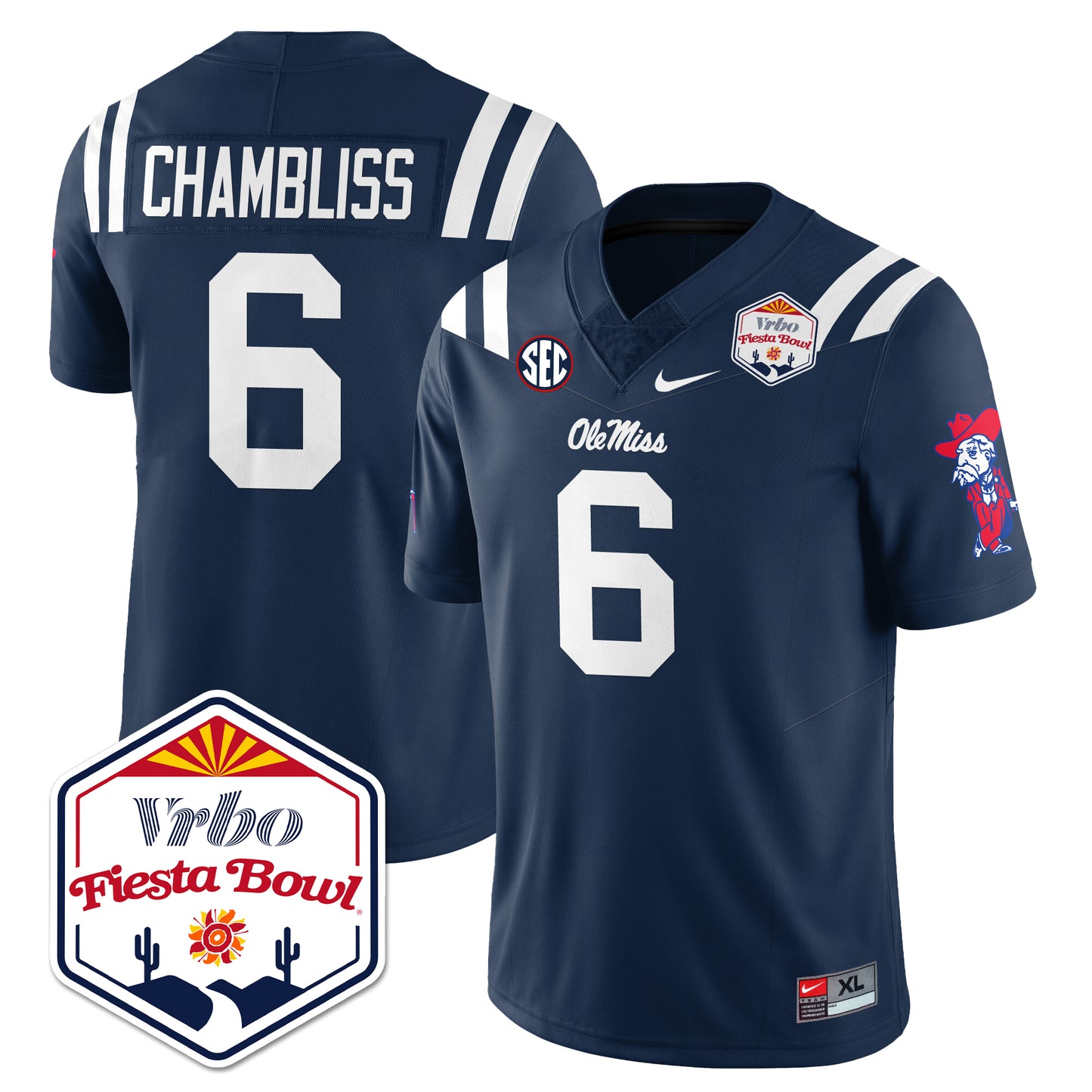 Ole Miss Football Vapor Limited Jersey - Vrbo Fiesta Bowl - All Stitched