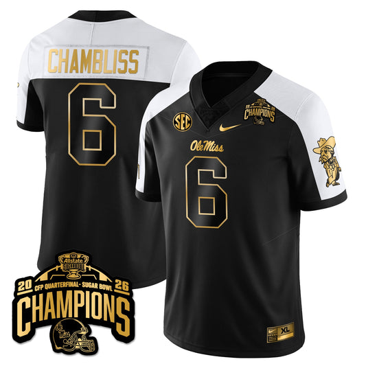 Ole Miss Football Vapor Limited Gold Jersey - Allstate Sugar Bowl Champions - Stitched