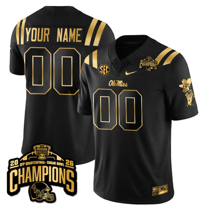 Ole Miss Football Vapor Limited Gold Jersey - Allstate Sugar Bowl Champions - All Stitched