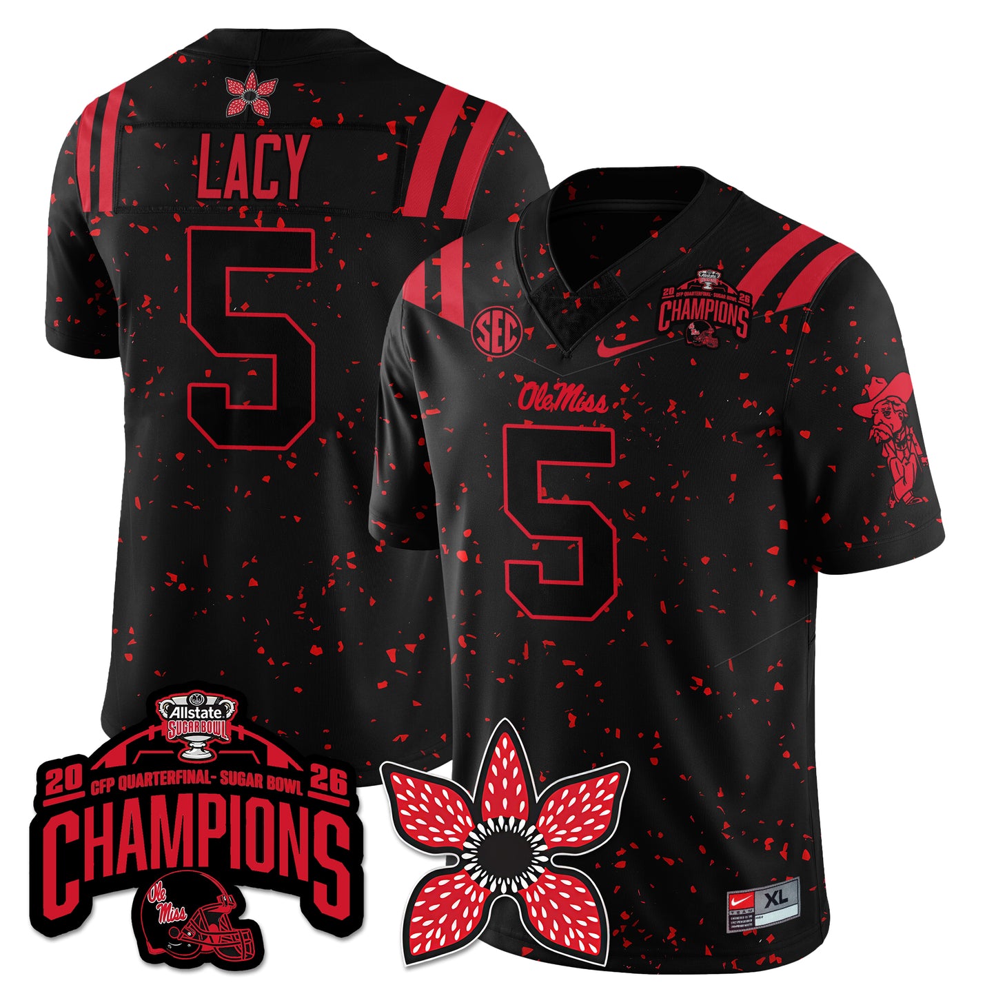 Ole Miss Football Stranger Things Vapor Limited Jersey - Allstate Sugar Bowl Champions - All Stitched