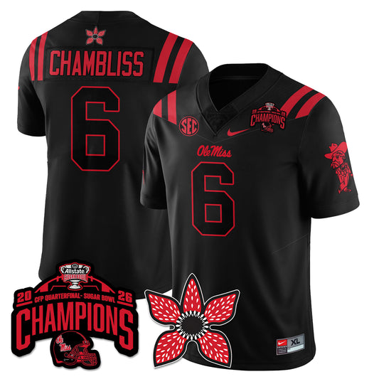 Ole Miss Football Stranger Things Vapor Limited Jersey - Allstate Sugar Bowl Champions - Stitched