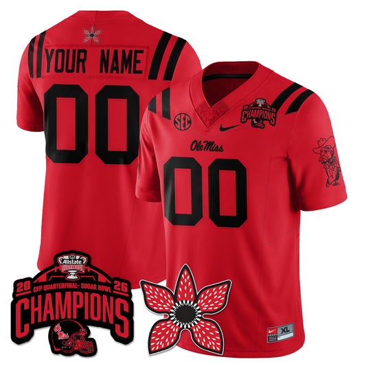Ole Miss Football Stranger Things Vapor Limited Custom Jersey - Allstate Sugar Bowl Champions - Stitched