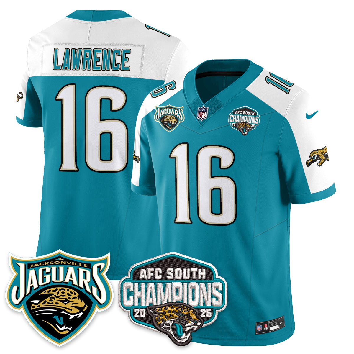 JAX AFC South Division Champions Vapor Limited Throwback Jersey - All Stitched