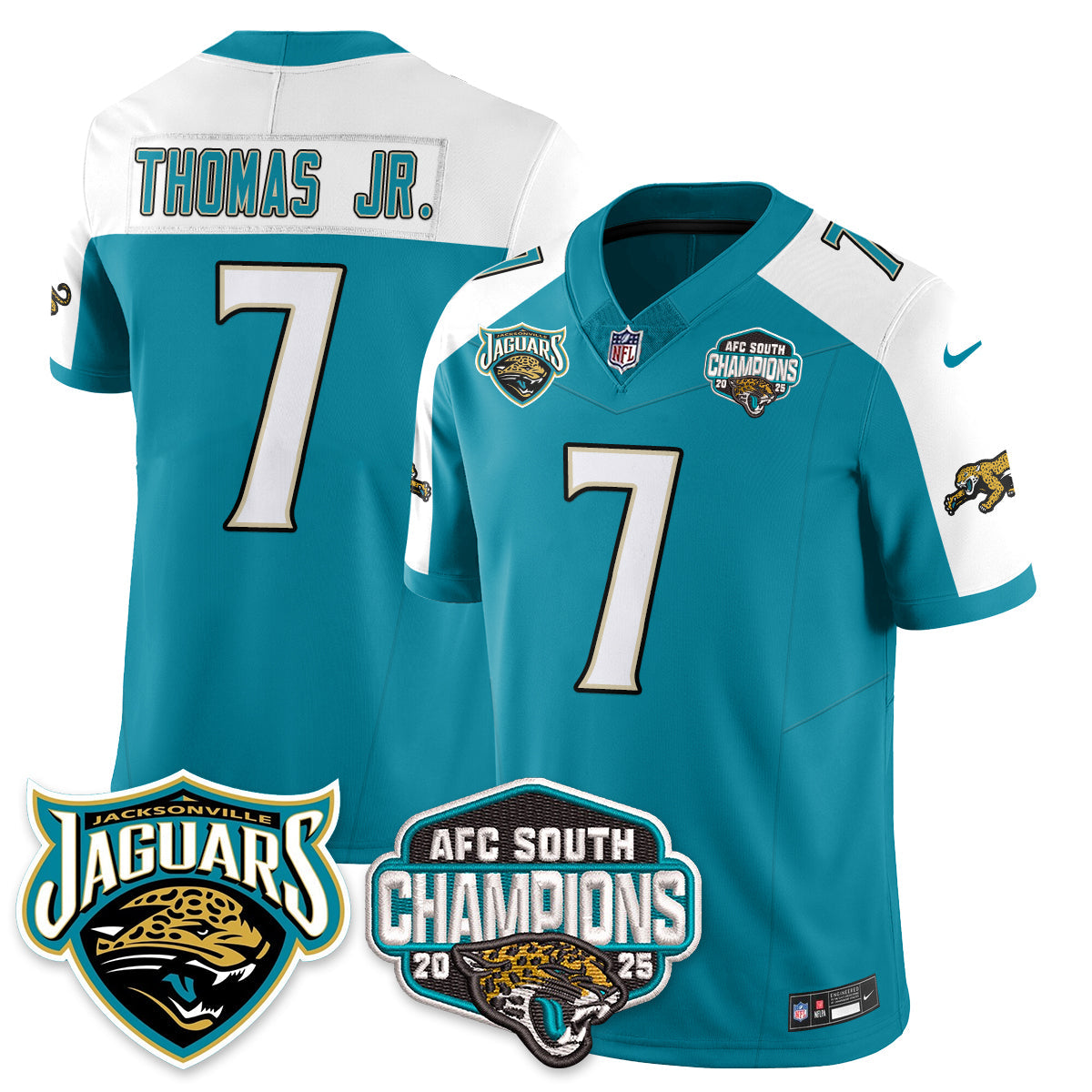 JAX AFC South Division Champions Vapor Limited Throwback Jersey - All Stitched
