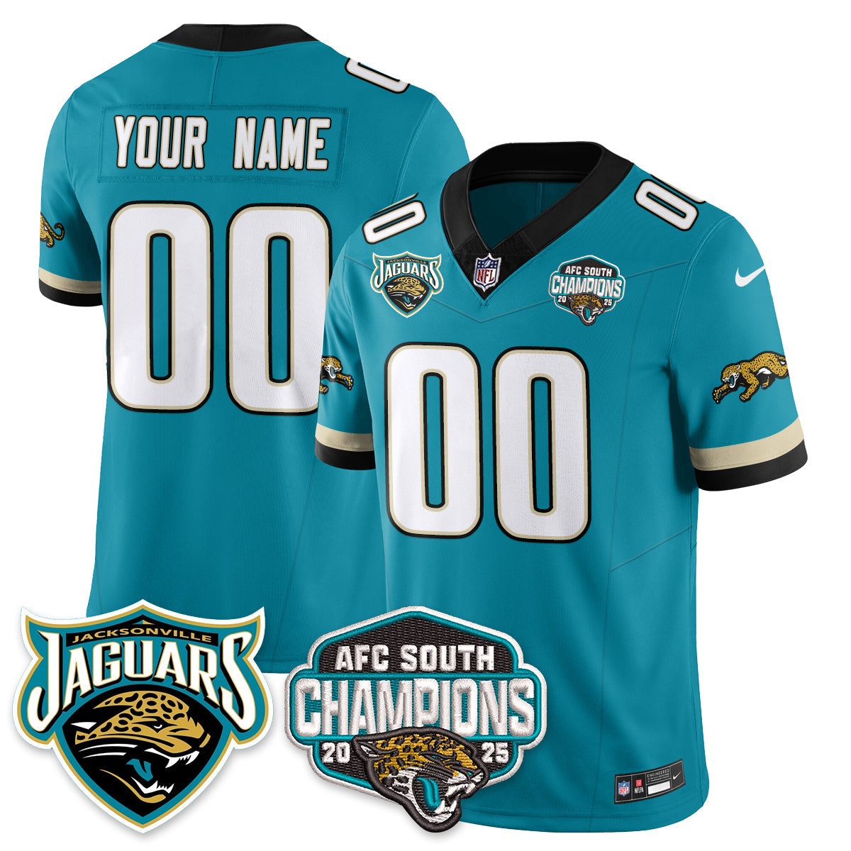 Custom JAX AFC South Division Champions Vapor Limited Throwback Jersey - All Stitched