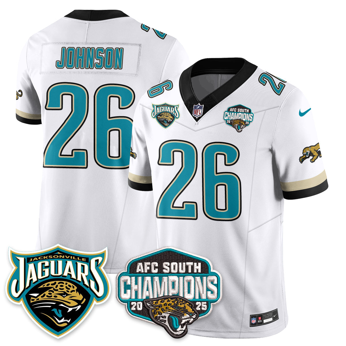 JAX AFC South Division Champions Vapor Limited Throwback Jersey - All Stitched