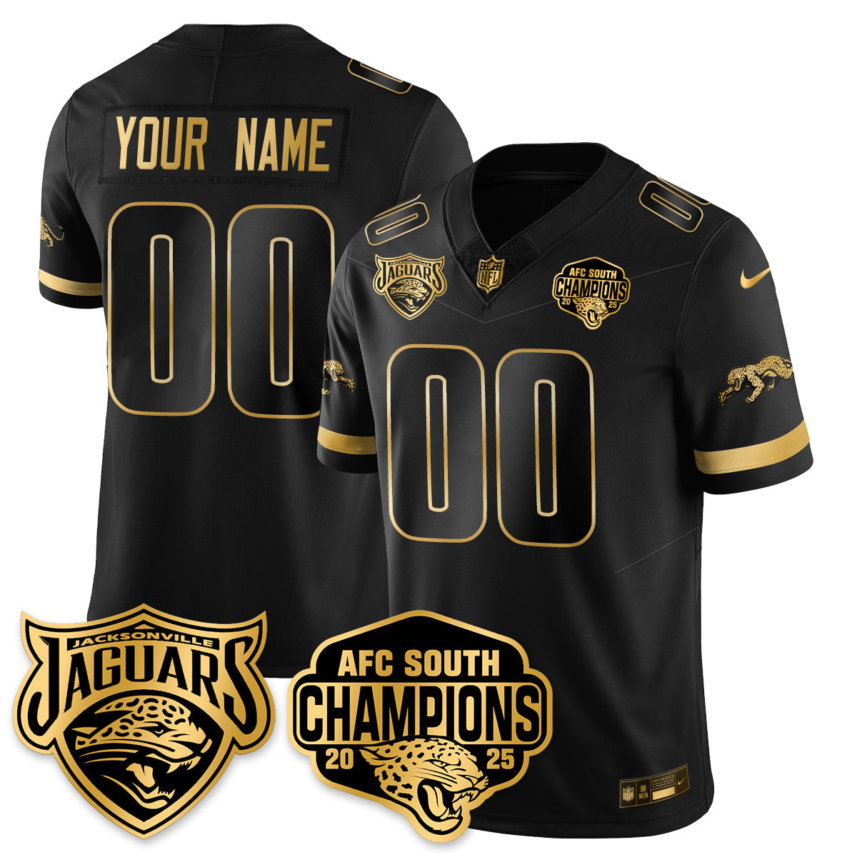 JAX AFC South Division Champions Vapor Limited Gold Jersey - All Stitched