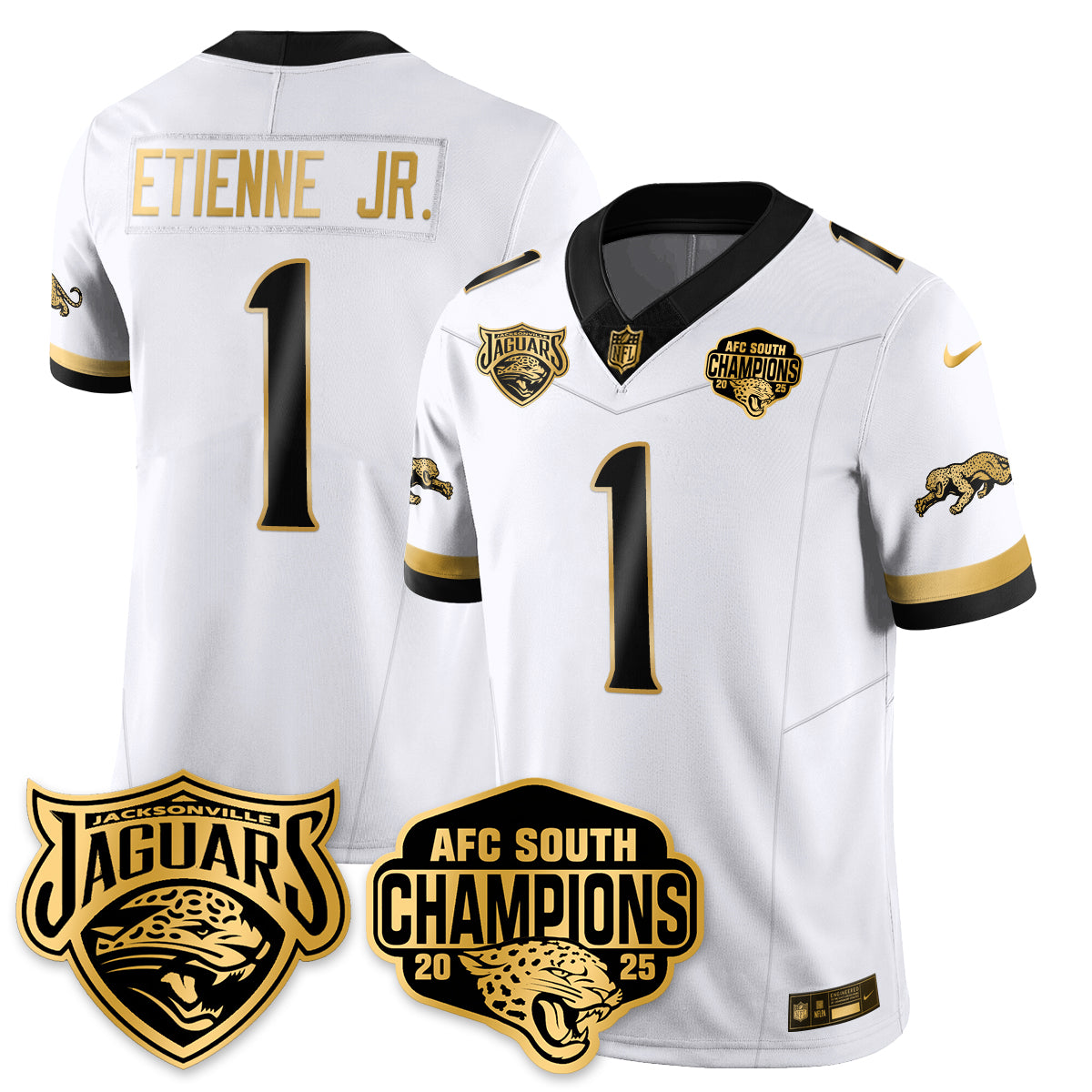 JAX AFC South Division Champions Vapor Limited Gold Jersey - All Stitched