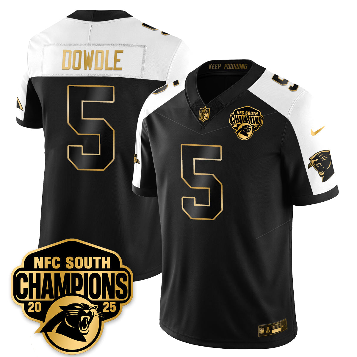 Carolina Panthers NFC South Division Champions Vapor Limited Gold Jersey - All Stitched