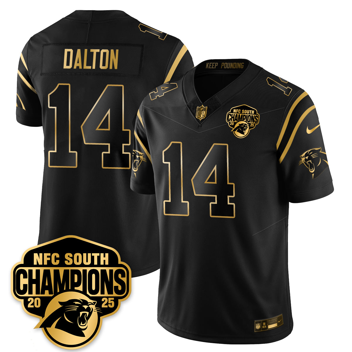 Carolina Panthers NFC South Division Champions Vapor Limited Gold Jersey - All Stitched