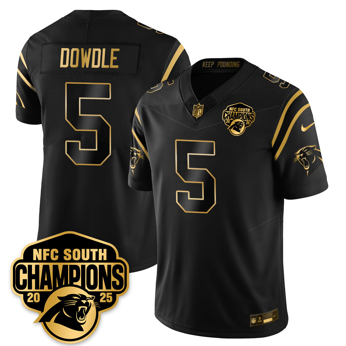 Carolina Panthers NFC South Division Champions Vapor Limited Gold Jersey - All Stitched