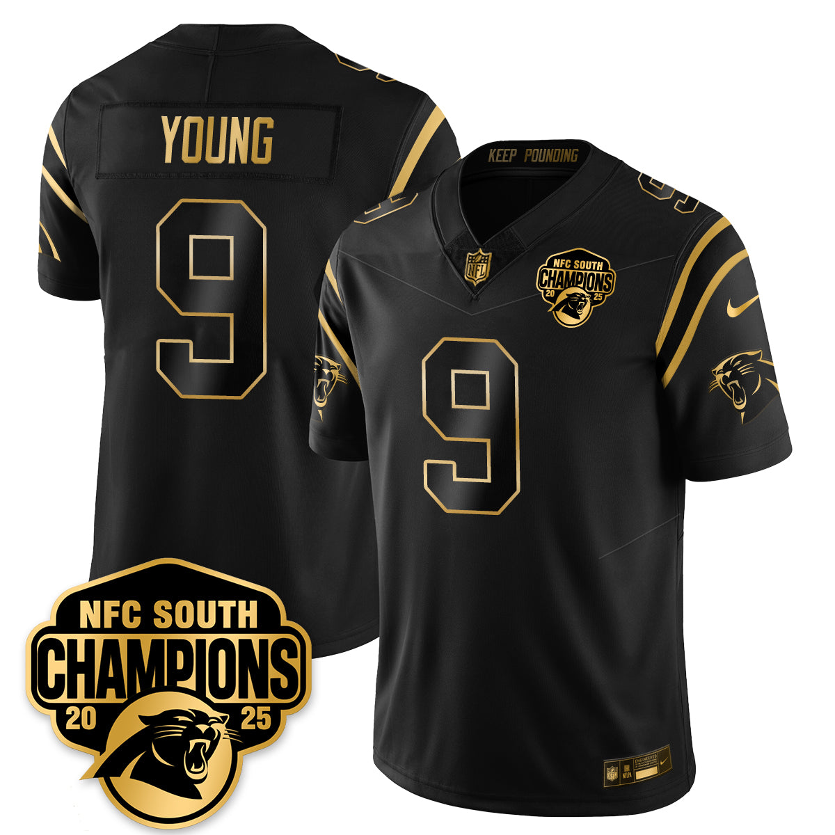 Carolina Panthers NFC South Division Champions Vapor Limited Gold Jersey - All Stitched