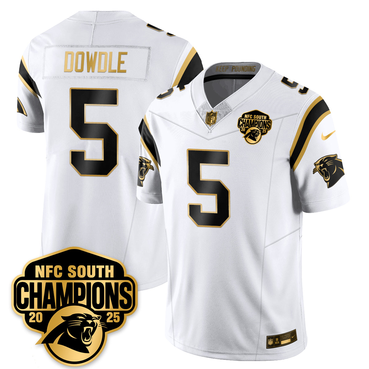 Carolina Panthers NFC South Division Champions Vapor Limited Gold Jersey - All Stitched