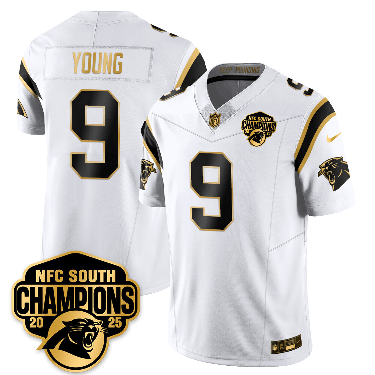 Carolina Panthers NFC South Division Champions Vapor Limited Gold Jersey - All Stitched