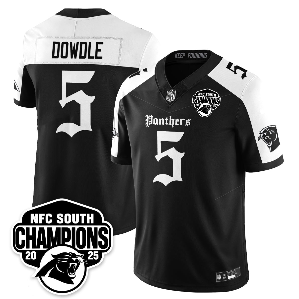 Carolina Panthers Gothic NFC South Division Champions Vapor Limited Gothic Jersey - All Stitched