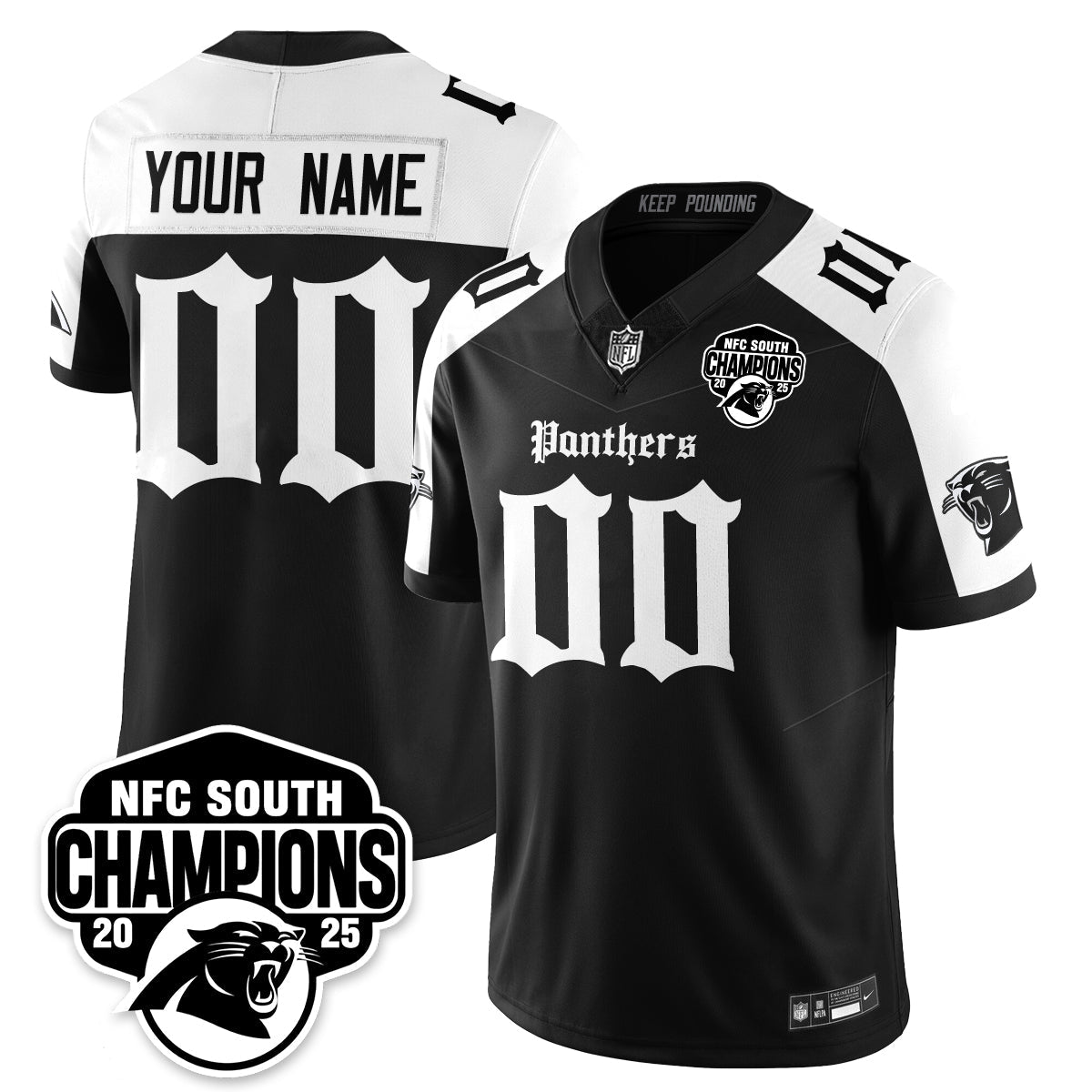 Carolina Panthers Gothic NFC South Division Champions Vapor Limited Gothic Jersey - All Stitched
