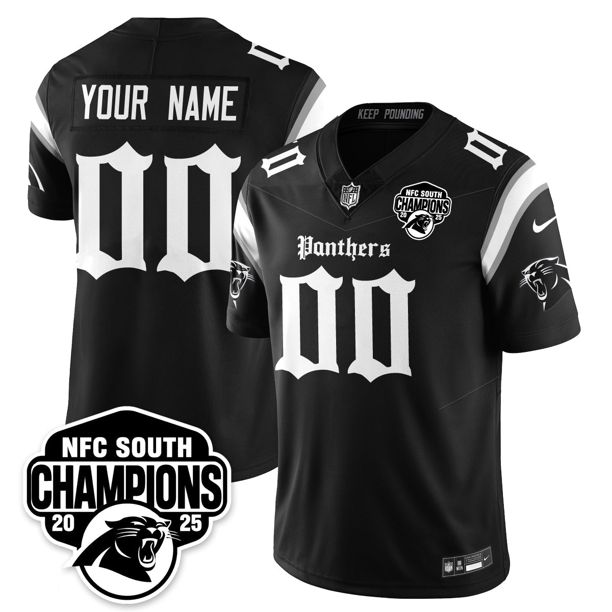 Carolina Panthers Gothic NFC South Division Champions Vapor Limited Gothic Jersey - All Stitched