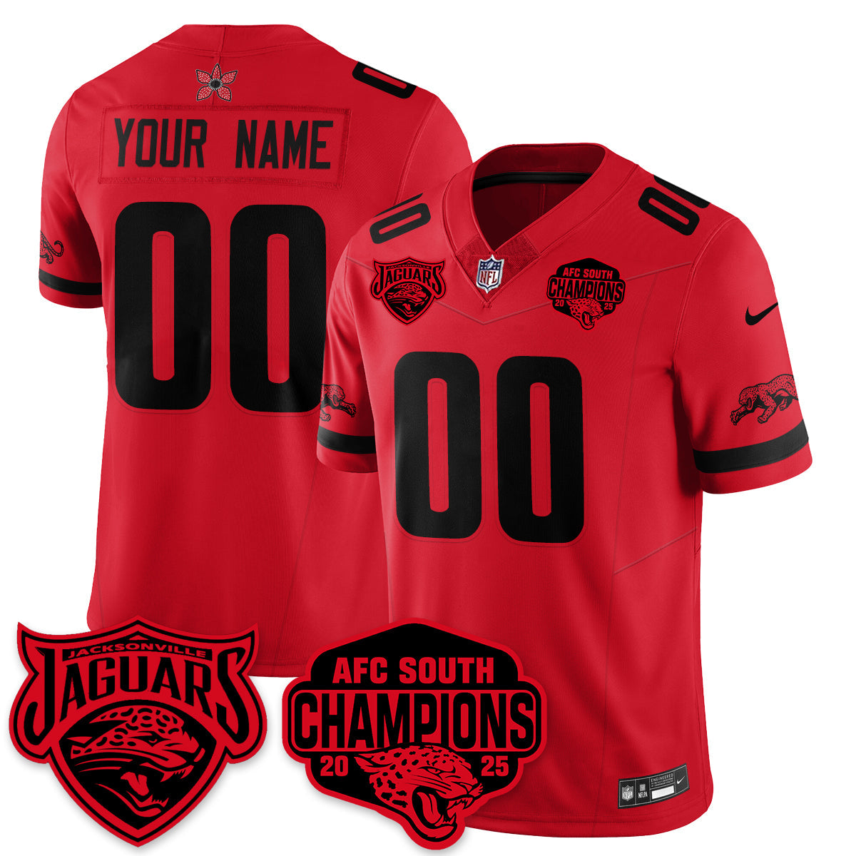 Custom JAX Stranger Things AFC South Division Champions Vapor Limited Throwback Jersey - All Stitched