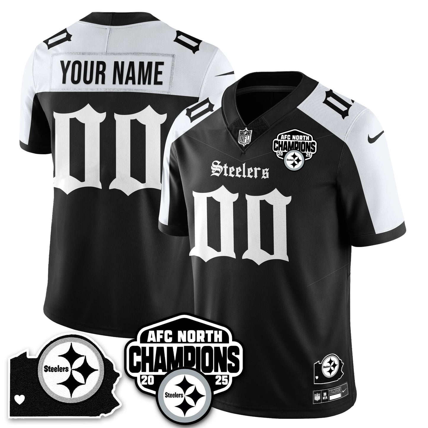 PIT Gothic AFC North Division Champions Vapor Limited Custom Jersey - All Stitched