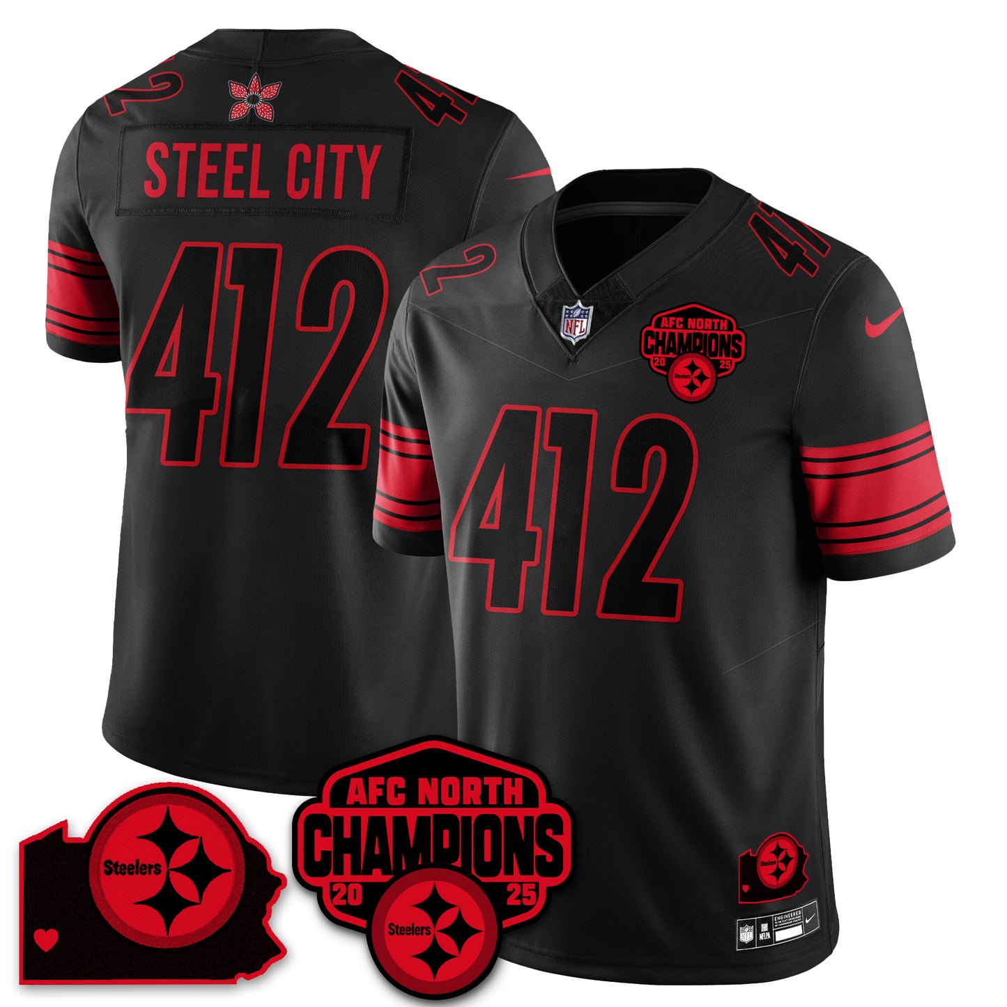 PIT Stranger Things AFC North Division Champions Vapor Limited Jersey - All Stitched