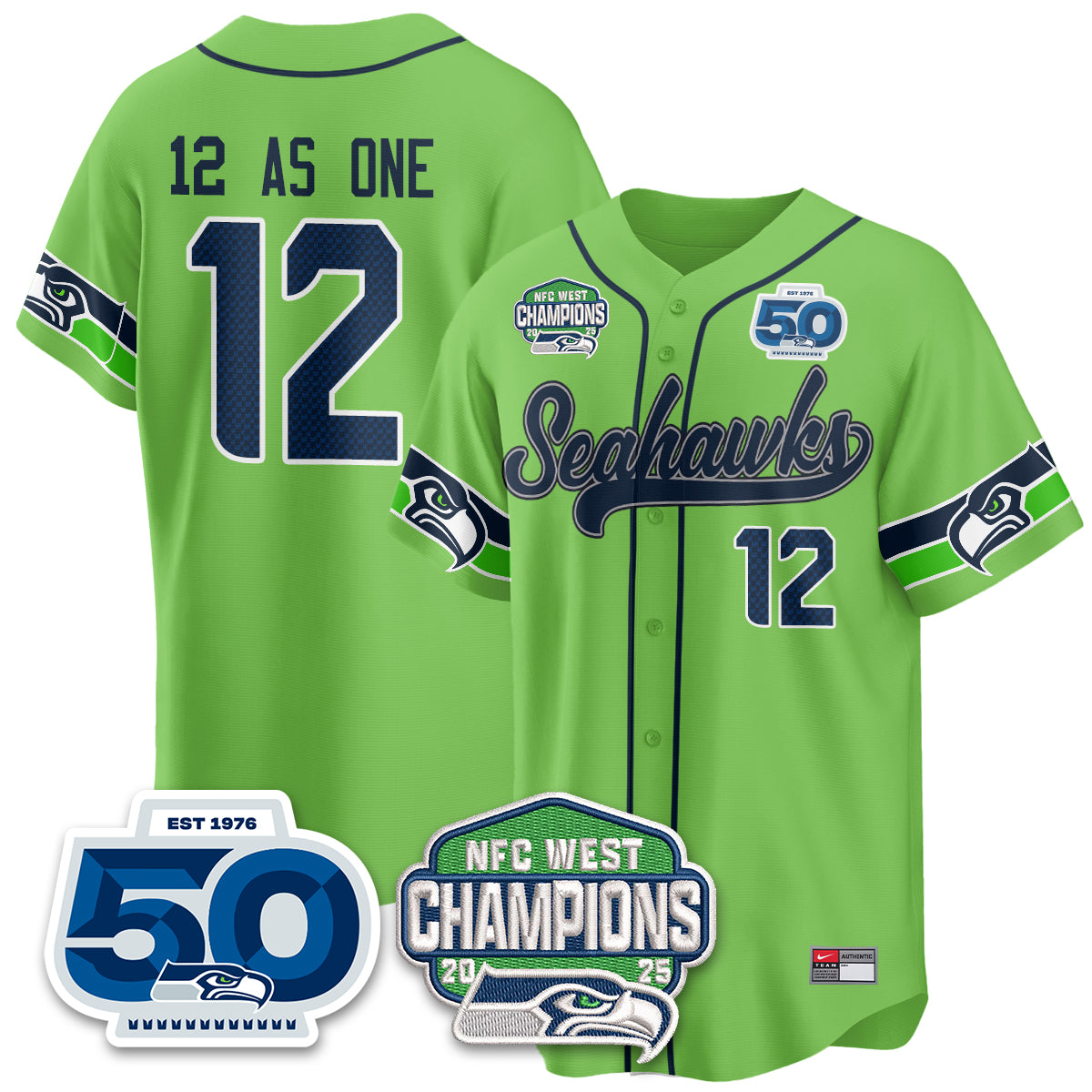 Seattle Seahawks NFC West Division Champions Vapor Limited Baseball Jersey - All Stitched