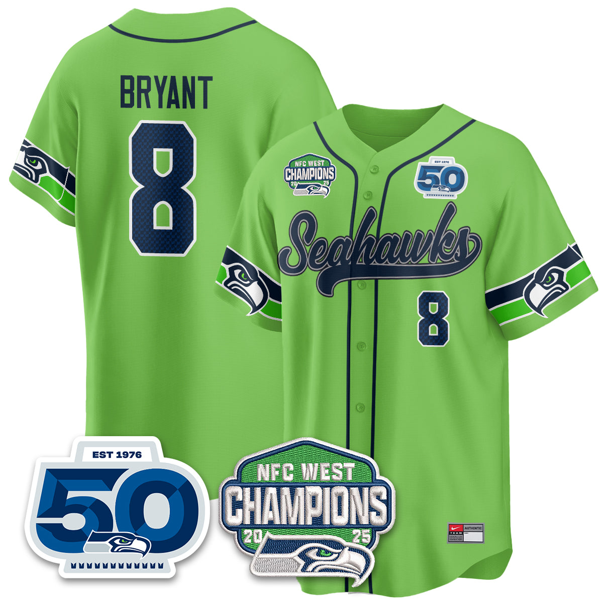 Seattle Seahawks NFC West Division Champions Vapor Limited Baseball Jersey - All Stitched