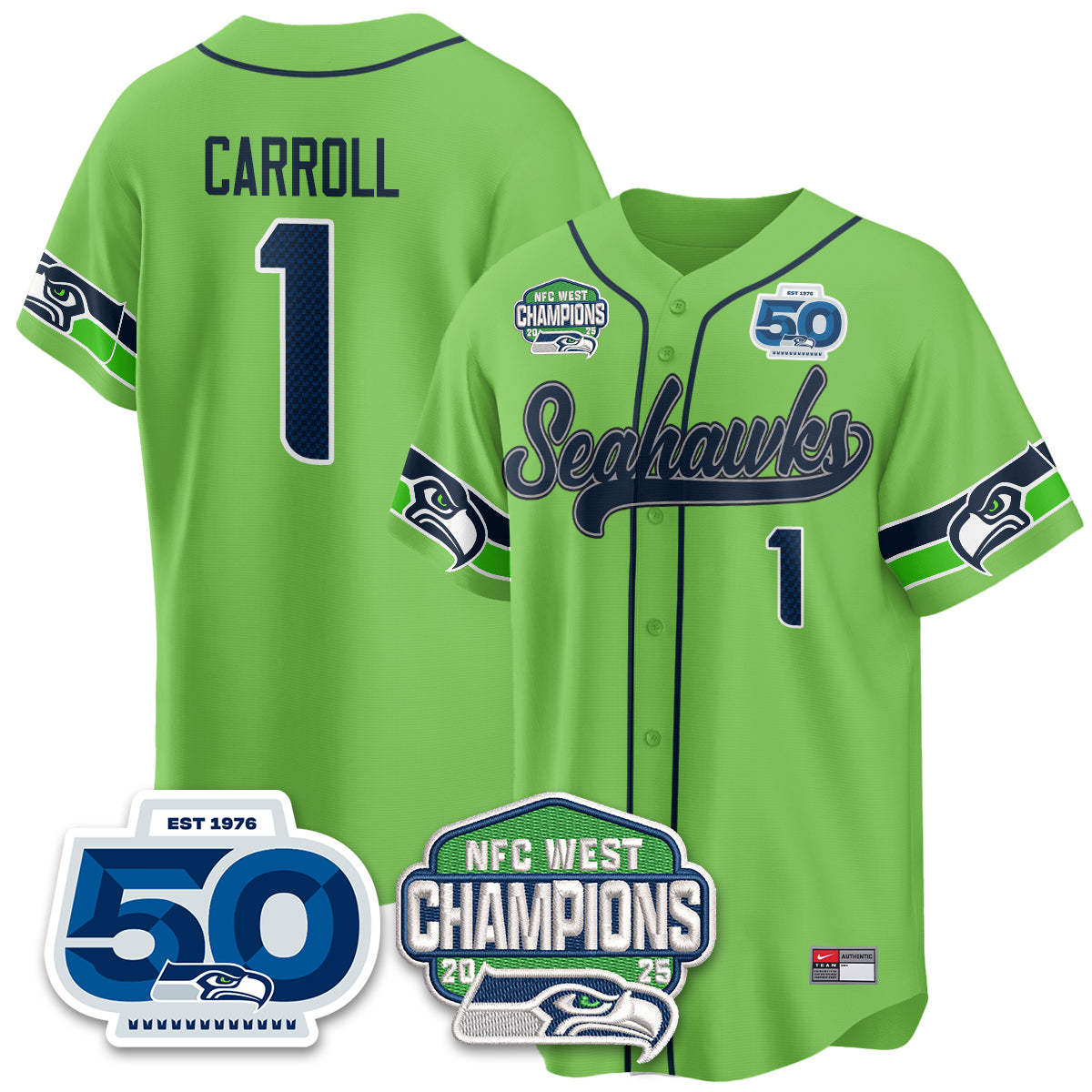Seattle Seahawks NFC West Division Champions Vapor Limited Baseball Jersey - All Stitched