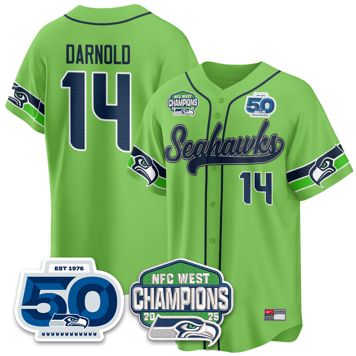 Seattle Seahawks NFC West Division Champions Vapor Limited Baseball Jersey - All Stitched