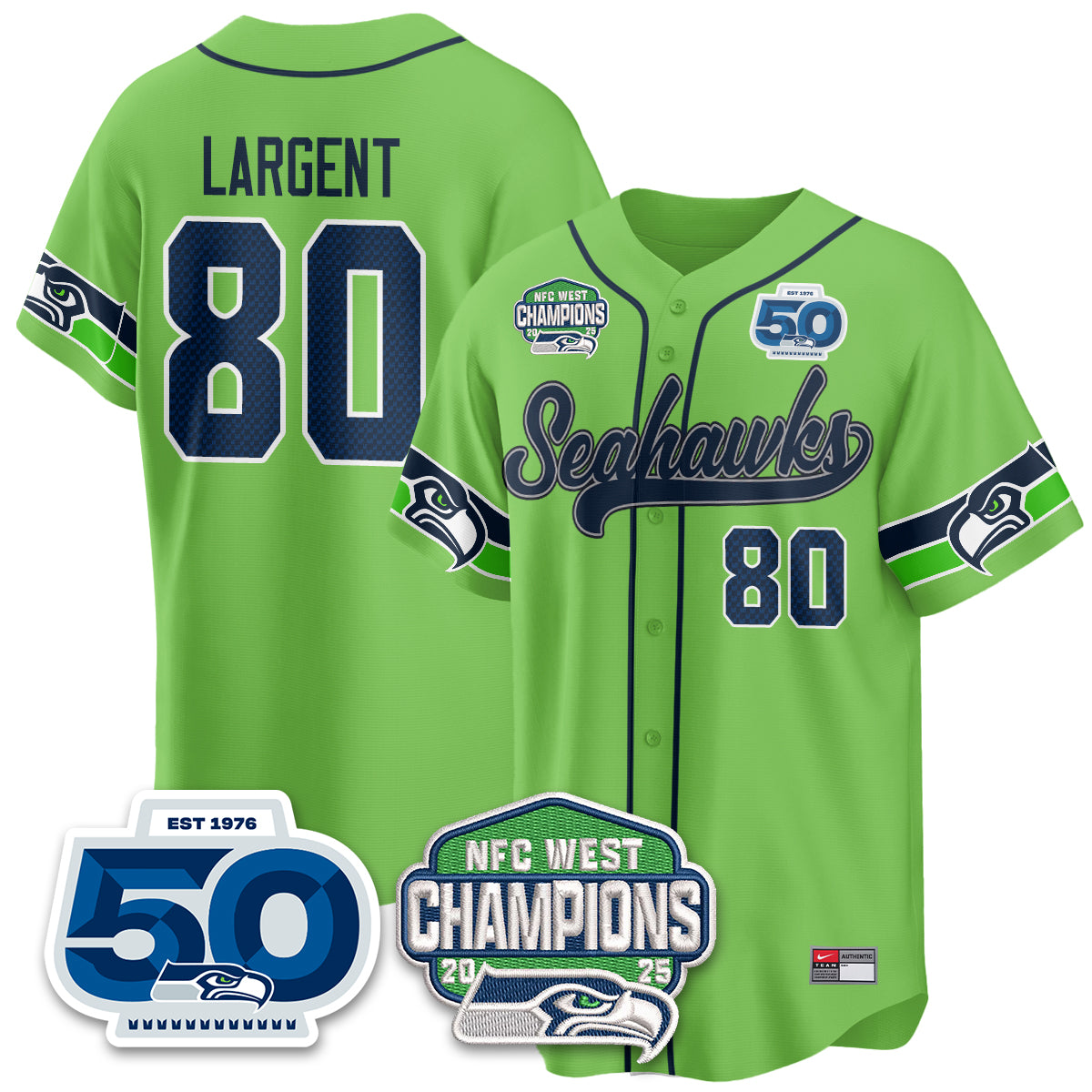 Seattle Seahawks NFC West Division Champions Vapor Limited Baseball Jersey - All Stitched