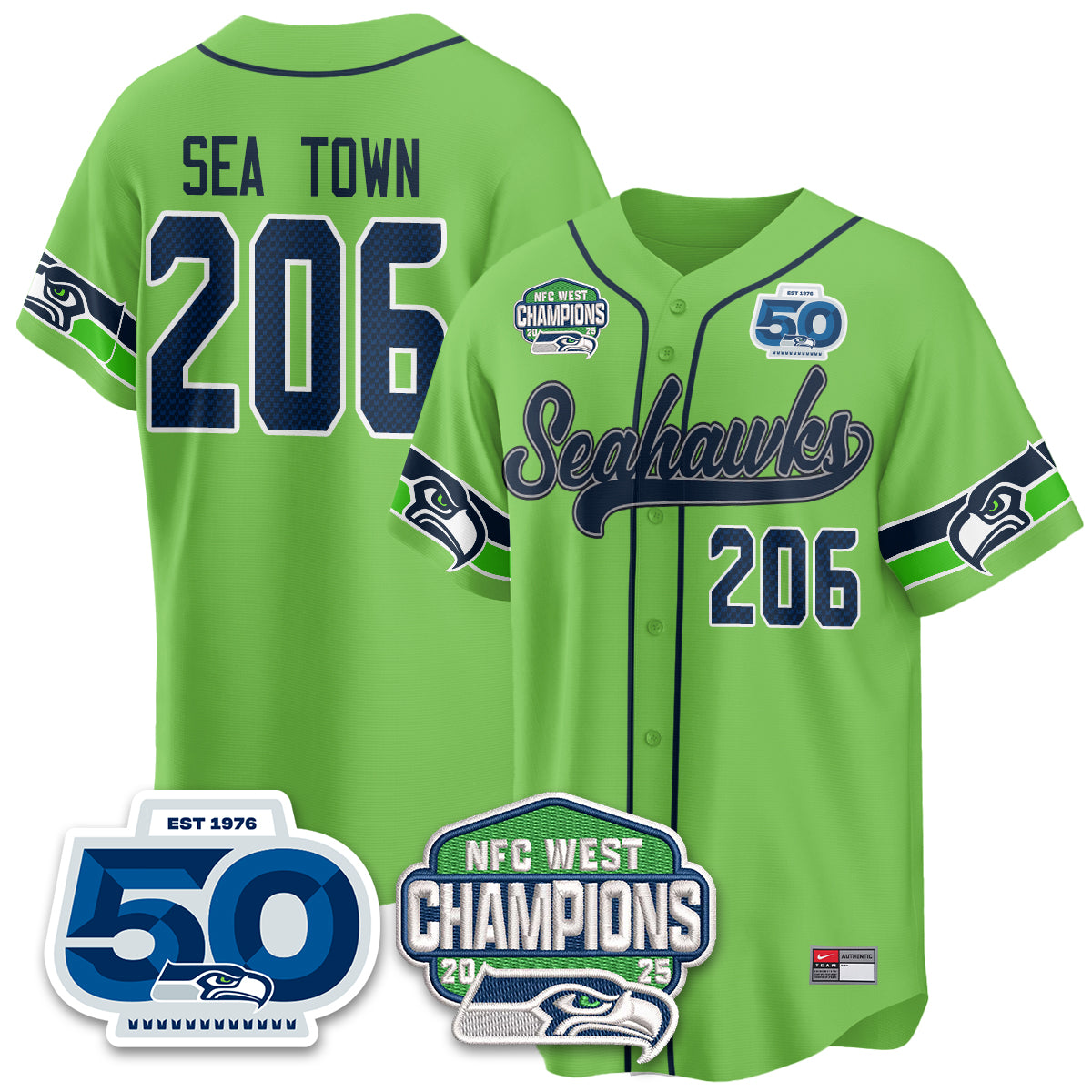 Seattle Seahawks NFC West Division Champions Vapor Limited Baseball Jersey - All Stitched