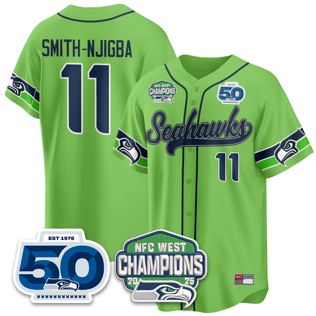 Seattle Seahawks NFC West Division Champions Vapor Limited Baseball Jersey - All Stitched