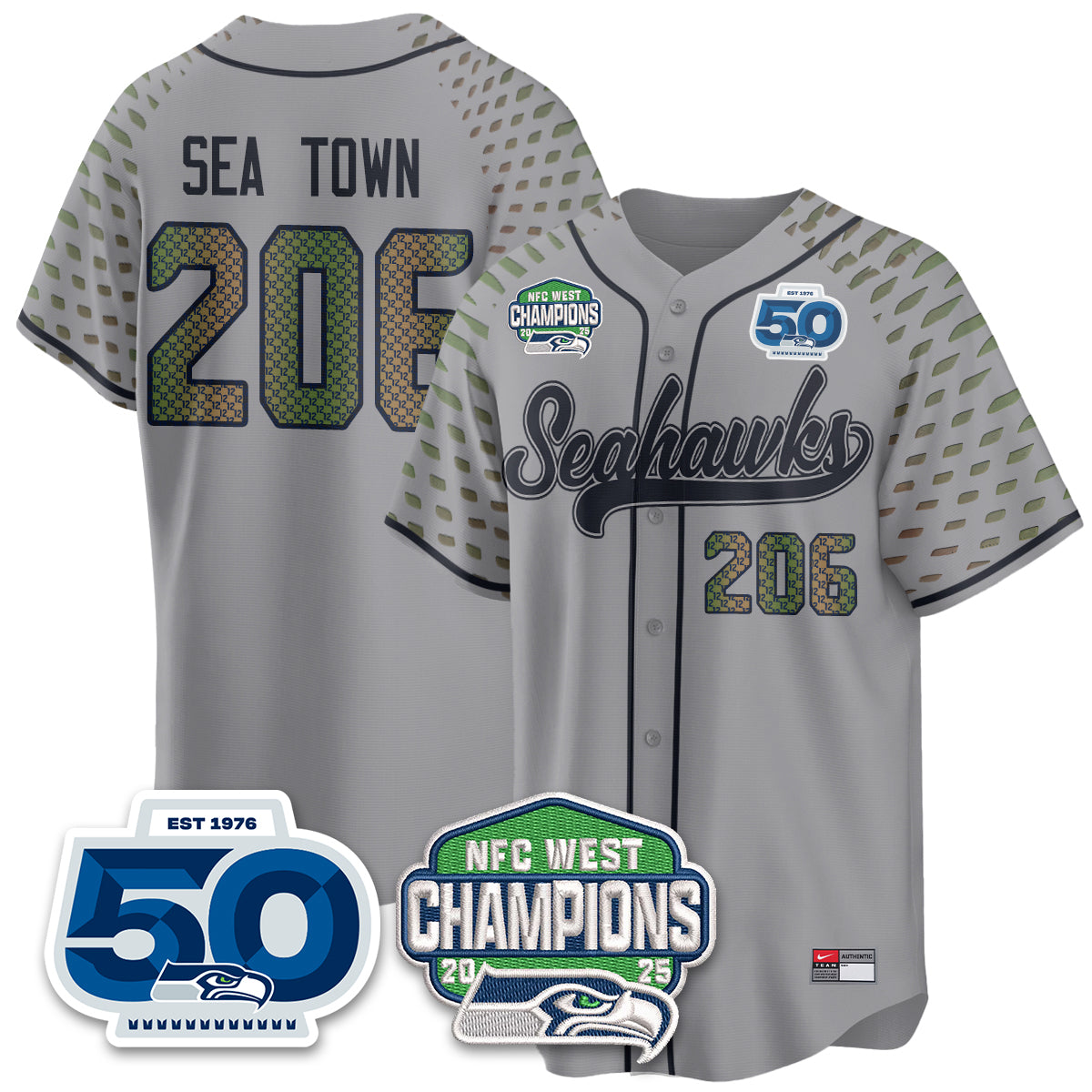 Seattle Seahawks NFC West Division Champions Vapor Limited Baseball Jersey - All Stitched