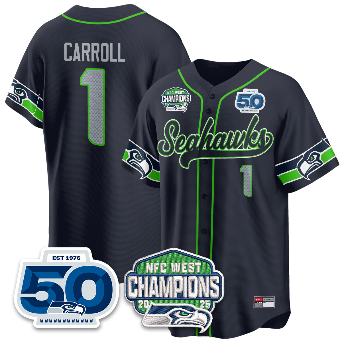 Seattle Seahawks NFC West Division Champions Vapor Limited Baseball Jersey - All Stitched