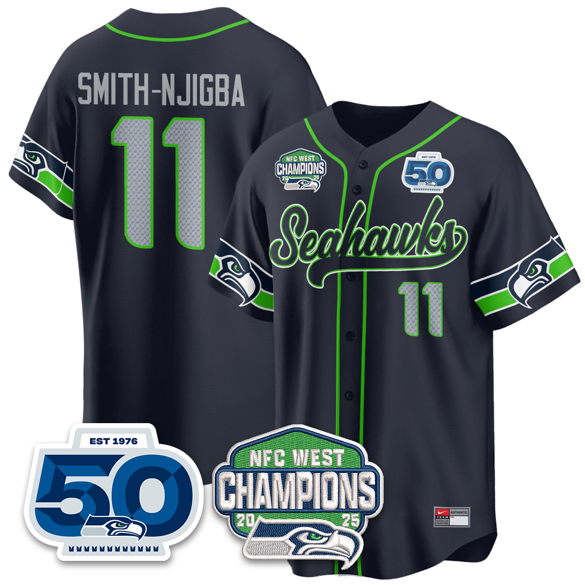 Seattle Seahawks NFC West Division Champions Vapor Limited Baseball Jersey - All Stitched