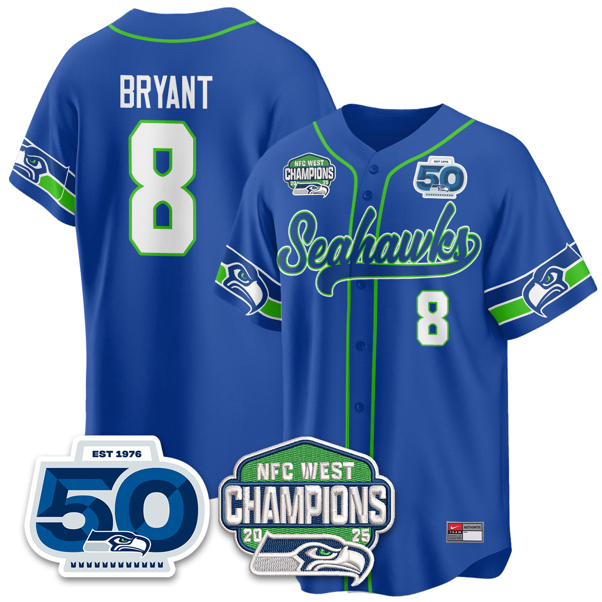 Seattle Seahawks NFC West Division Champions Vapor Limited Baseball Jersey - All Stitched
