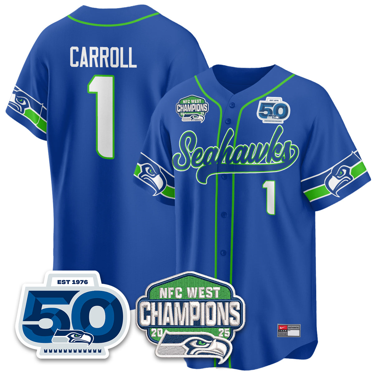 Seattle Seahawks NFC West Division Champions Vapor Limited Baseball Jersey - All Stitched