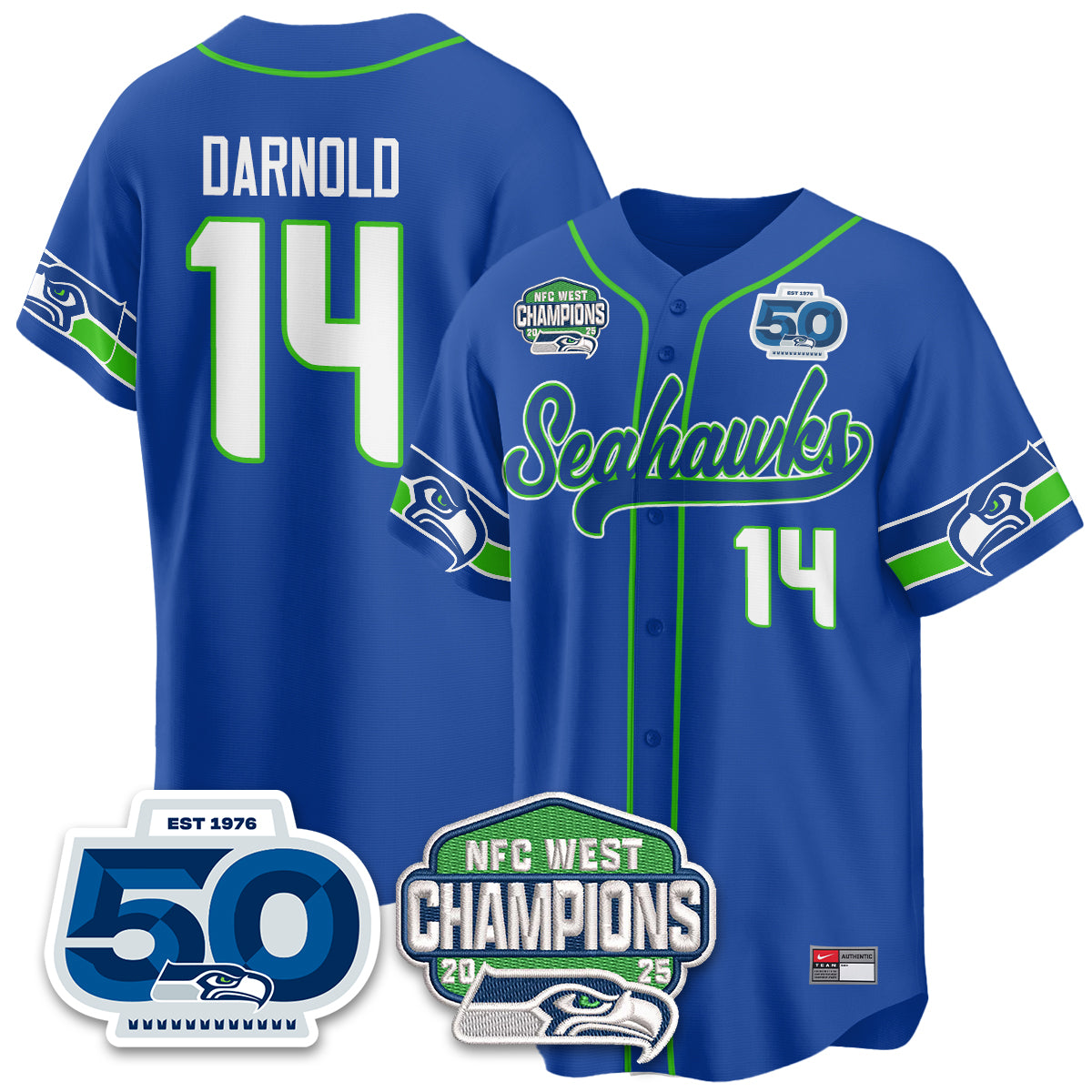Seattle Seahawks NFC West Division Champions Vapor Limited Baseball Jersey - All Stitched