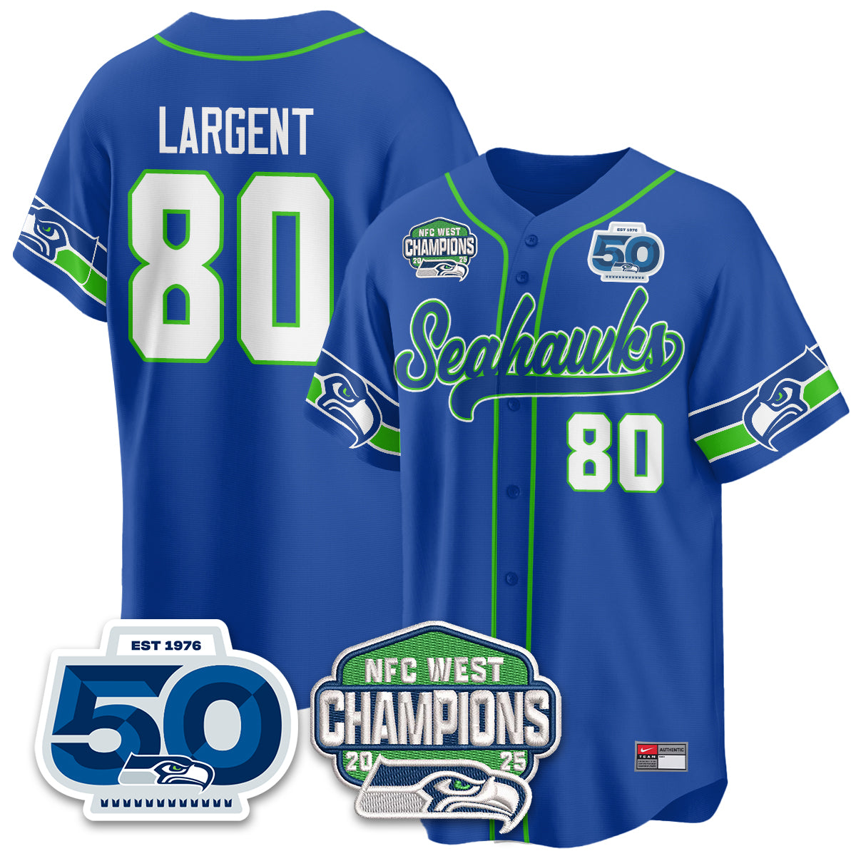 Seattle Seahawks NFC West Division Champions Vapor Limited Baseball Jersey - All Stitched